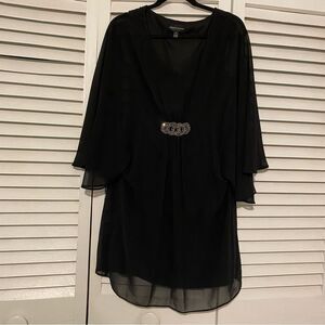Connected Apparel size 10 Black Boho Flowy Witchy Little Black Dress Tunic